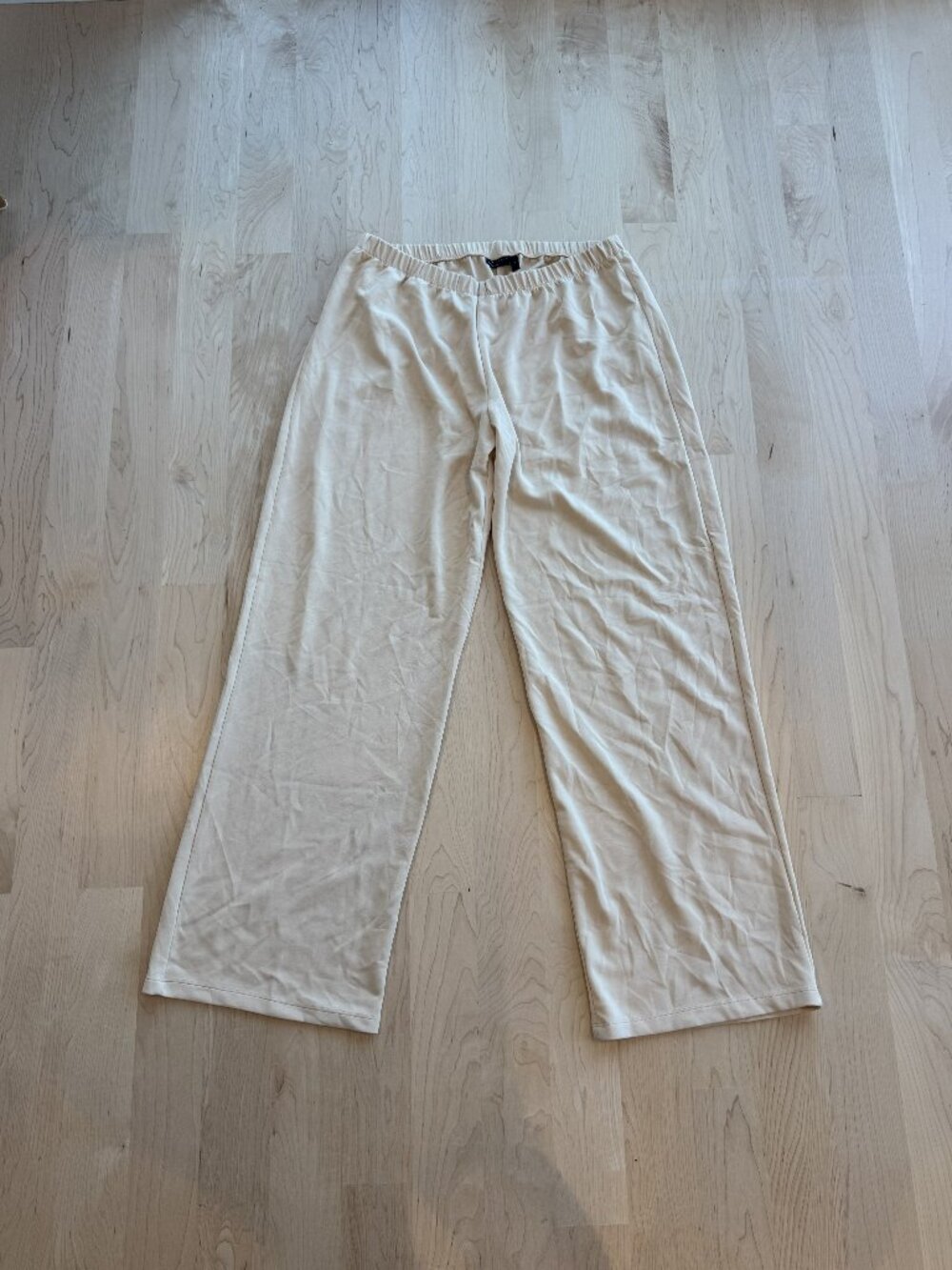 ASOS Design Cream Knit Wide Leg Pants Matching Set Elastic Waist